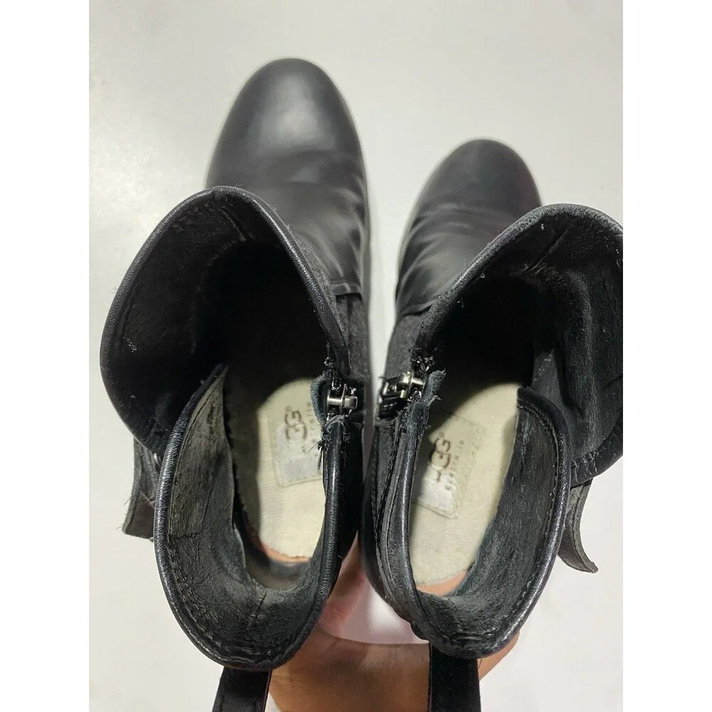 Ugg Ankle Boot Black 7? Emalie Leather Wedge Waterproof Outdoor Granola Girl‎